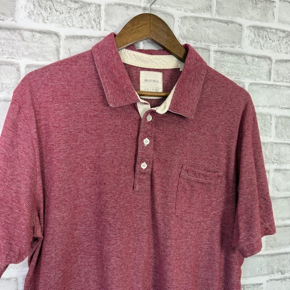 Billy Reid Dull Red Polyester Blend Collared Polo Shirt Mens 2XL Lightweight - Picture 1 of 7